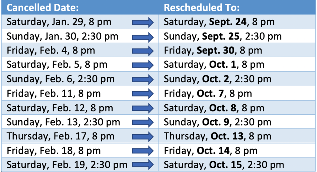 Rescheduled dates